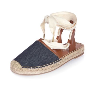 Denim tie-up espadrilles